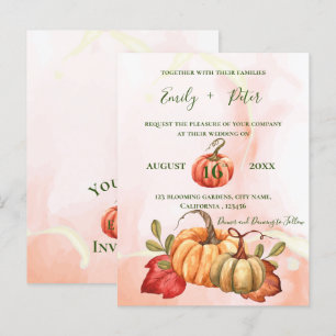 Cute Pumpkin autumn Leaves Monogram Fall Wedding Postcard
