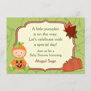 Cute Pumpkin Baby Halloween Baby Shower Invitation