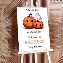 Cute Pumpkin & Boo Baby Shower Welcome Sign