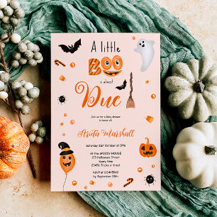 Cute pumpkin Boo Halloween baby shower pink Invitation