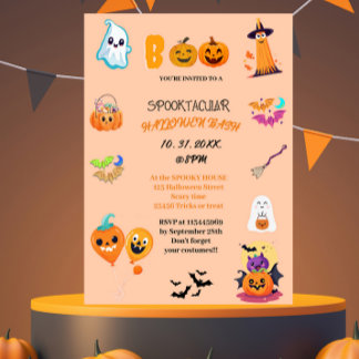 Cute pumpkin Boo Halloween bash Invitation