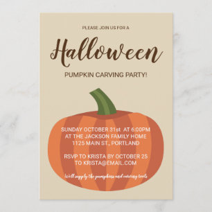 Cute Pumpkin Carving Halloween Party Invitation