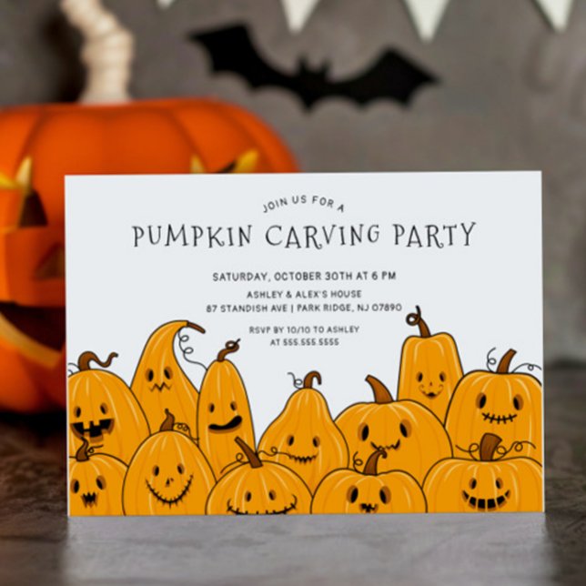 Cute Pumpkin Carving Halloween Party Invitation (Creator Uploaded)