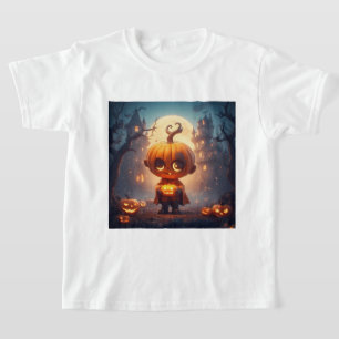 Cute Pumpkin Character in Spooky Halloween Setting T-Shirt