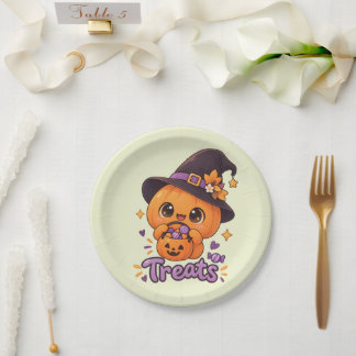 Cute Pumpkin Character 🎃🧡 Paper Plate