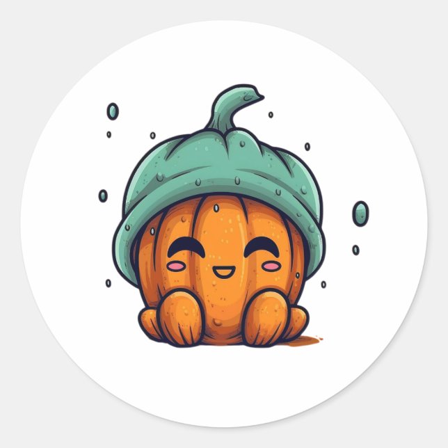 Cute pumpkin classic round sticker (Front)