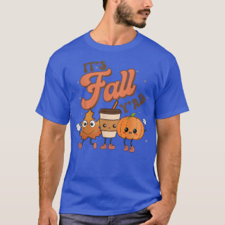 Cute Pumpkin Coffee Maple Leaf Its Fall Yall Autum T-Shirt