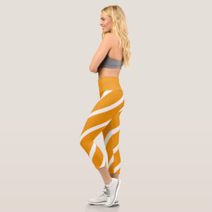 Cute Pumpkin Colour Pattern Fall Halloween Capri Leggings