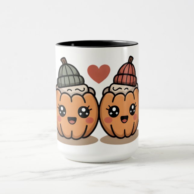Cute Pumpkin Couple Mug – Cozy Fall  Cup Gift (Centre)