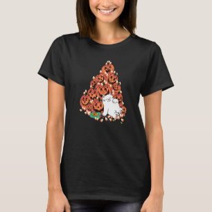 Cute Pumpkin Face Cat Halloween T-Shirt
