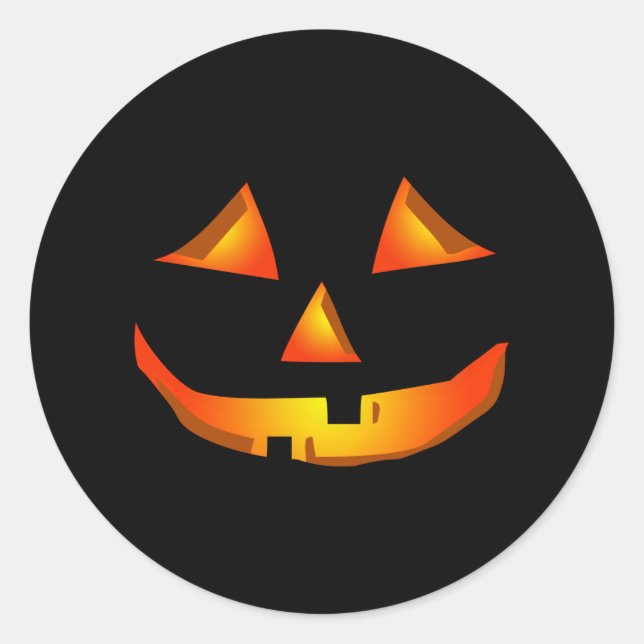 Cute Pumpkin Face Halloween Jack O Lantern Classic Round Sticker (Front)