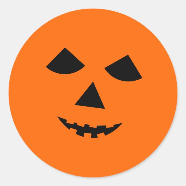 Cute Pumpkin Face Jack o Lantern Halloween Classic Round Sticker (Front)