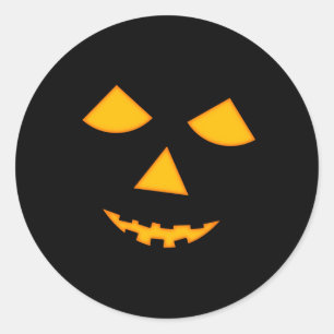 Cute Pumpkin Face Jack o Lantern Halloween Classic Round Sticker