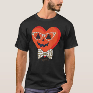 Cute Pumpkin Face With Leopard Print Glasses Girls T-Shirt