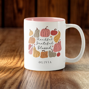 Cute Pumpkin Fall Autumn Personalized Two-Tone Coffee Mug