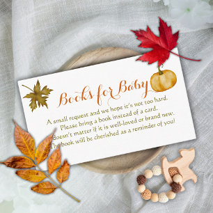 Cute Pumpkin Fall Baby Shower Book Request Enclosure Card