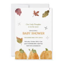 Cute Pumpkin Fall Baby Shower Invitation 