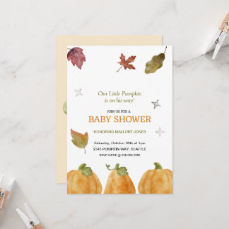 Cute Pumpkin Fall Baby Shower Invitation