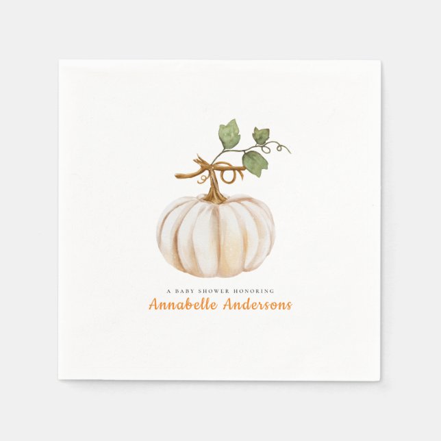 Cute Pumpkin Fall Baby Shower Napkin (Front)