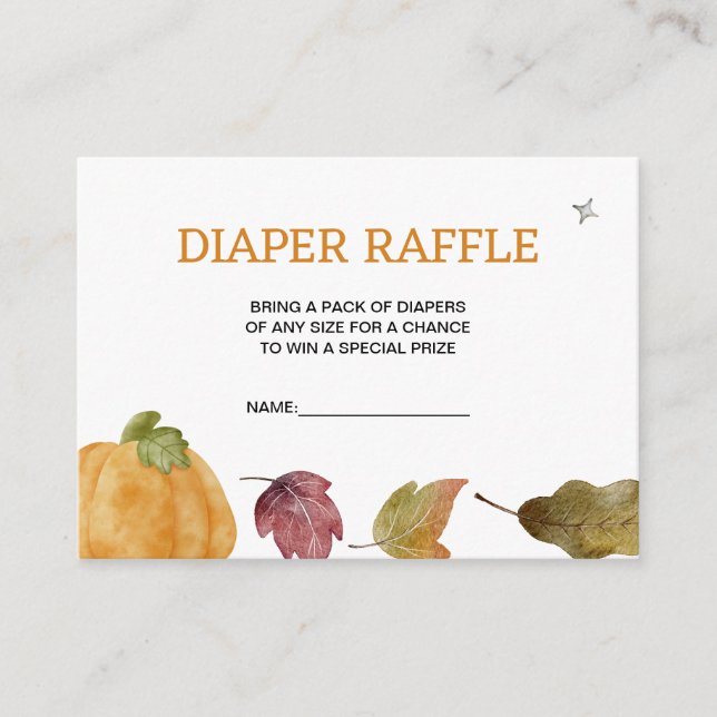 Cute Pumpkin Fall Diaper Raffle Enclosure Card (Front)