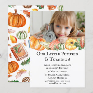 Cute pumpkin fall thanksgiving ANY AGE kids party Invitation