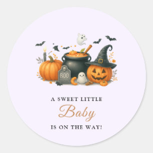Cute Pumpkin Gender Neutral Halloween Baby Shower Classic Round Sticker