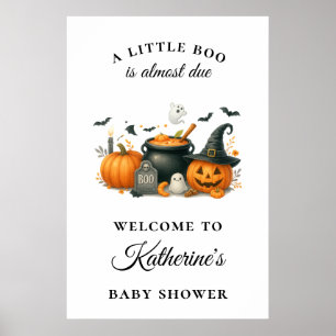 Cute Pumpkin Gender Neutral Halloween Baby Shower Poster