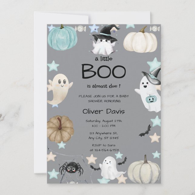 cute Pumpkin & Ghost Baby Shower  Invitation (Front)