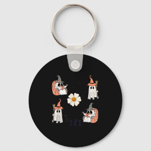 Cute Pumpkin Ghost Boo Cat Bats Pattern Halloween  Keychain