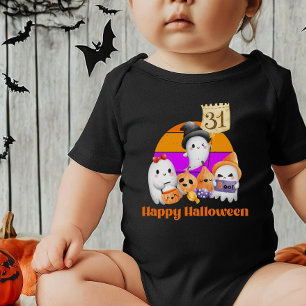 Cute Pumpkin Ghost Boo Happy Halloween  Baby Bodysuit