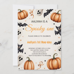 Cute Pumpkin & Ghost Halloween Birthday Invitation