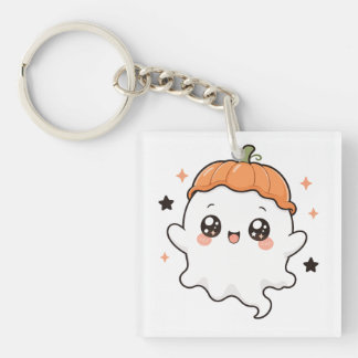 : Cute Pumpkin Ghost Tee Keychain