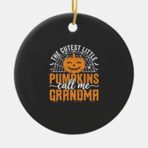 Cute Pumpkin Grandma Halloween Design_1 Ceramic Ornament