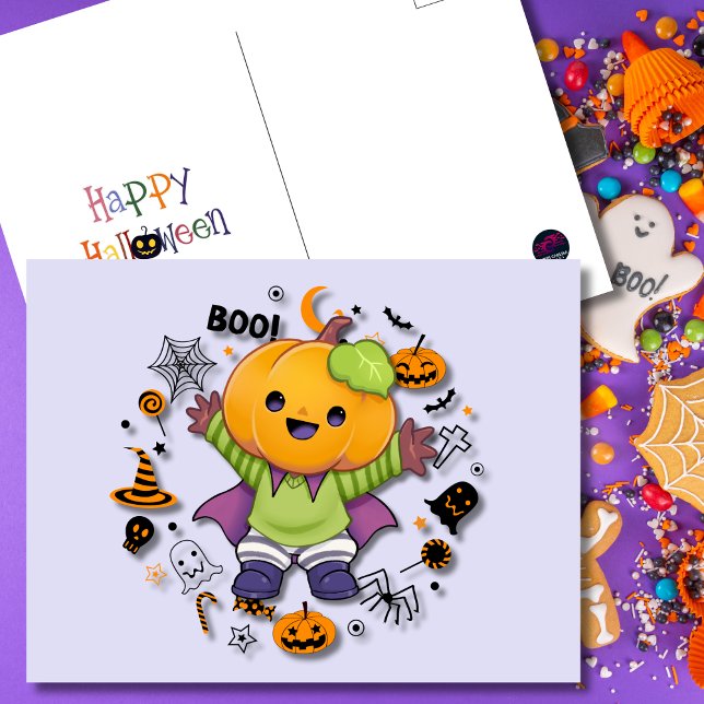 Cute Pumpkin Halloween Character Holiday Postcard (Creator Uploaded)