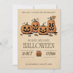 Cute Pumpkin Halloween Costume Party Inivitation Invitation