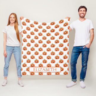 Cute Pumpkin Halloween Custom Fleece Blanket