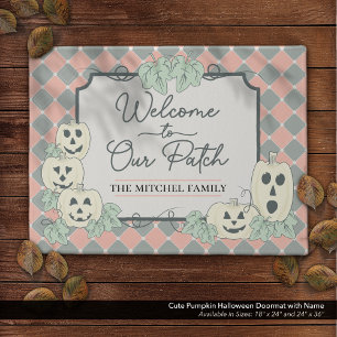 Cute Pumpkin Halloween Doormat with Name