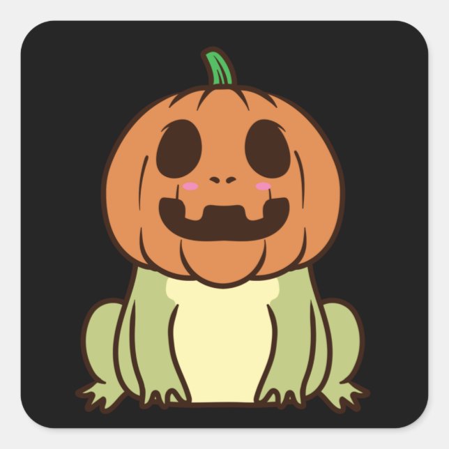 Cute Pumpkin Halloween Frog Square Sticker (Front)