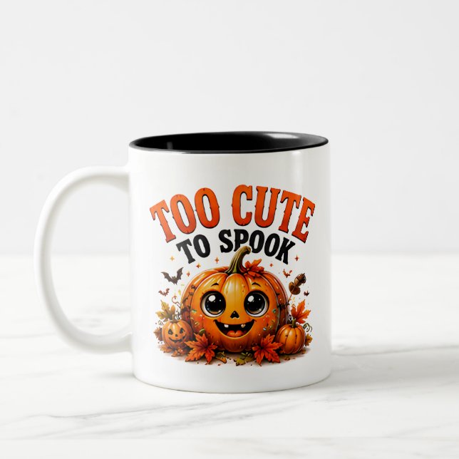 👻 Cute Pumpkin Halloween Funny Saying 🎃 Two-Tone Coffee Mug (Left)