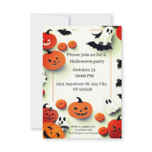 Cute pumpkin Halloween party invitation 