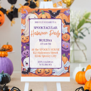 Cute pumpkin Halloween Party Orange Purple Invitation