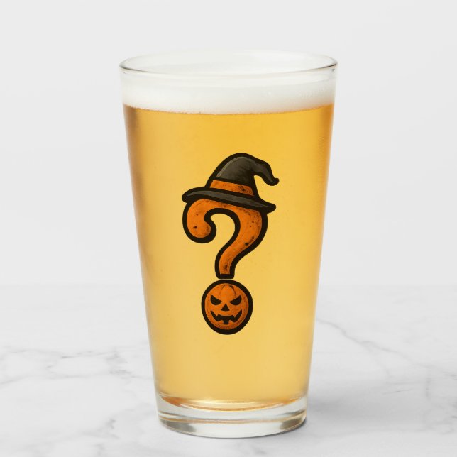 Cute Pumpkin Halloween Question Mark Beer Mug Glass (Front Filled)