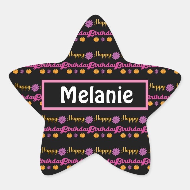 Cute Pumpkin Happy Birthday Star Sticker (Front)