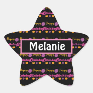 Cute Pumpkin Happy Birthday Star Sticker