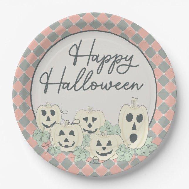 Cute Pumpkin–Happy Halloween Paper Plate (Front)
