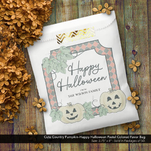 Cute Pumpkin–Happy Halloween Pastel Coloured Favour Bag