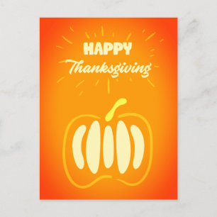 Cute Pumpkin Happy Thanksgiving Typography  Holiday Postcard