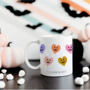 Cute Pumpkin Hearts Trendy Halloween Coffee Mug