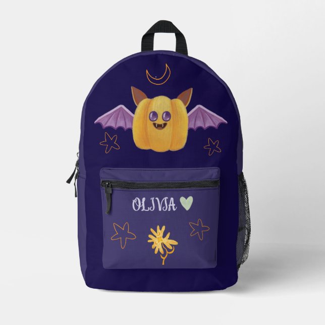 cute pumpkin Helloween Printed Backpack (Front)