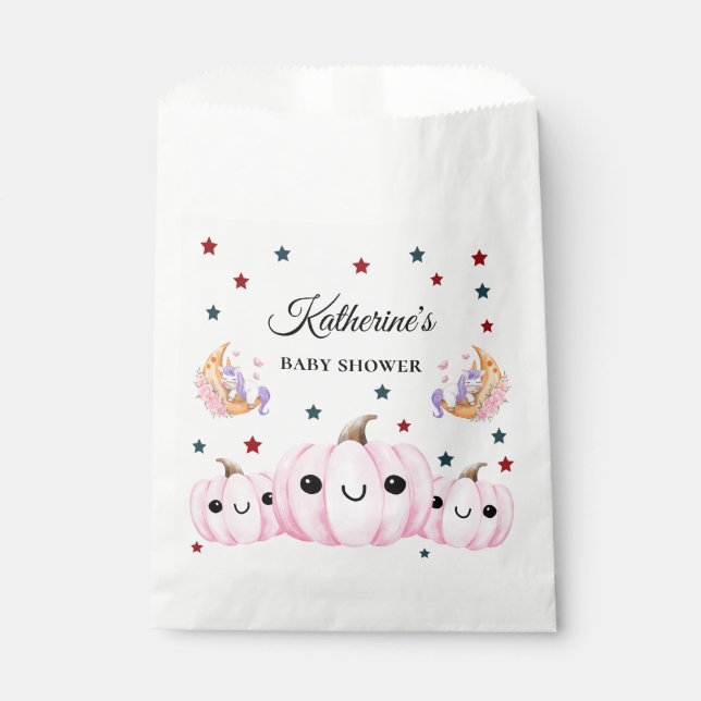 Cute Pumpkin Is On The Way | Halloween Baby Shower Favour Bag (Front)